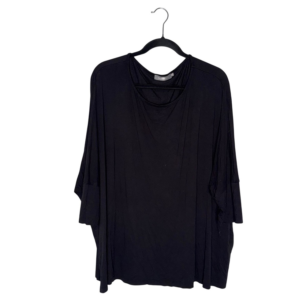 Alembika Oversized Tunic Top Women S/M Black Excellent Lagenlook Dolman Sleeve